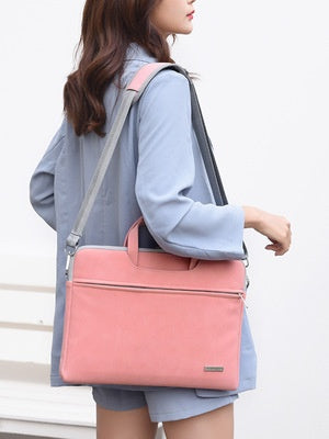 PU Leather Women Laptop Bag Notebook Carrying 13.3 14 15.6 Inch Men Handbags Shoulder Mouse Bag
