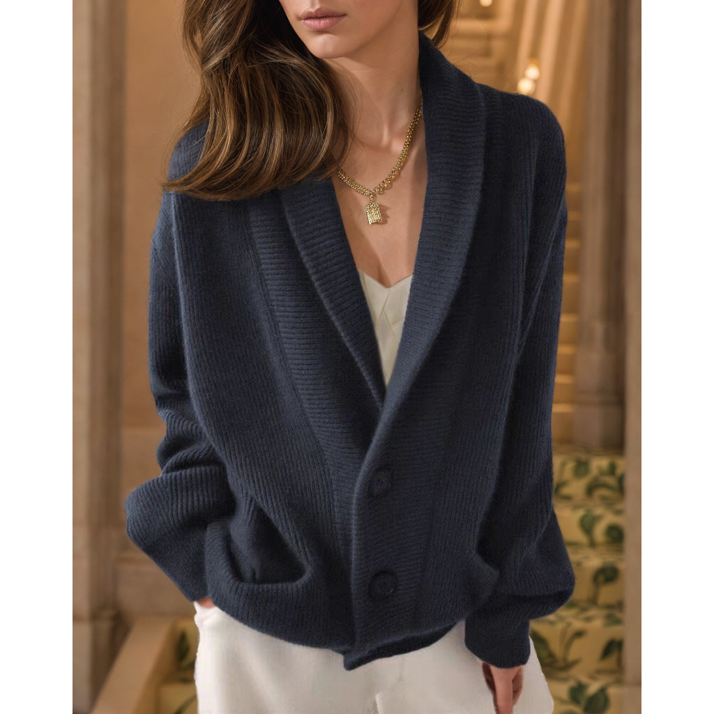 Retro Knit Cardigan – Long Sleeve Minimalist Layer