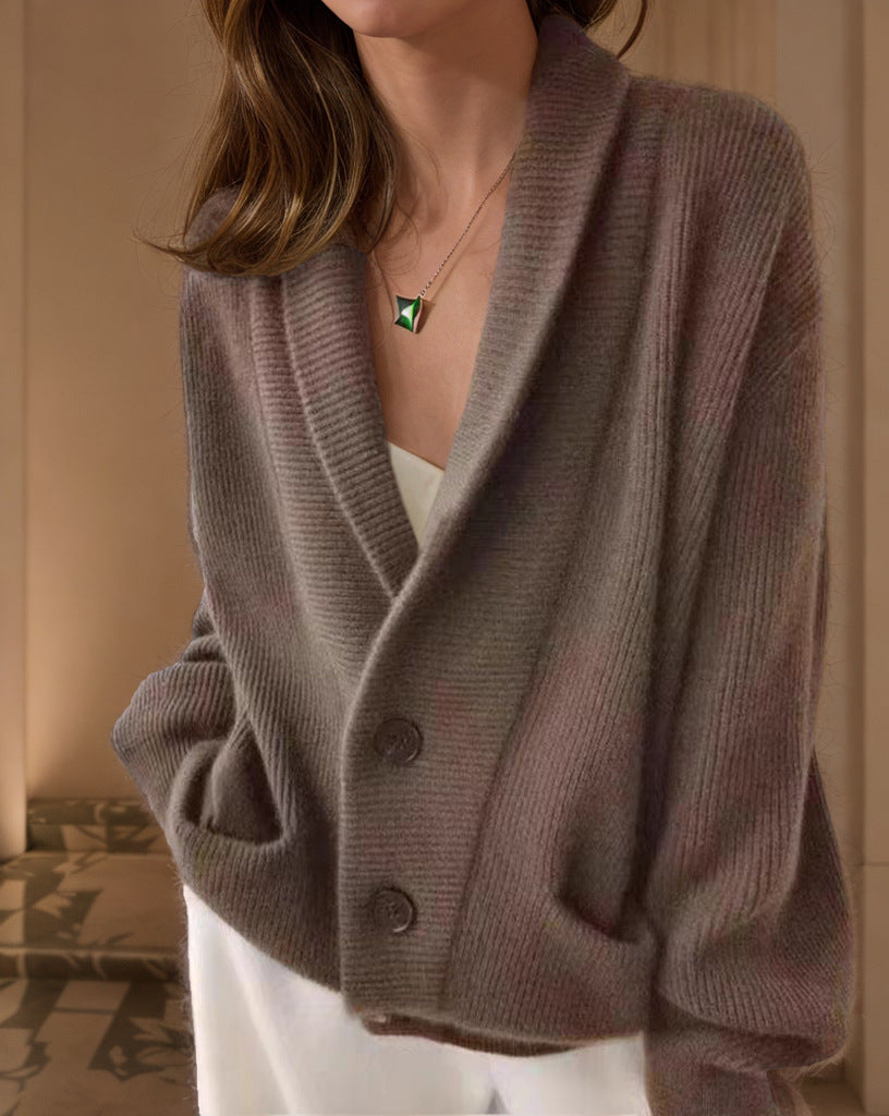 Retro Knit Cardigan – Long Sleeve Minimalist Layer