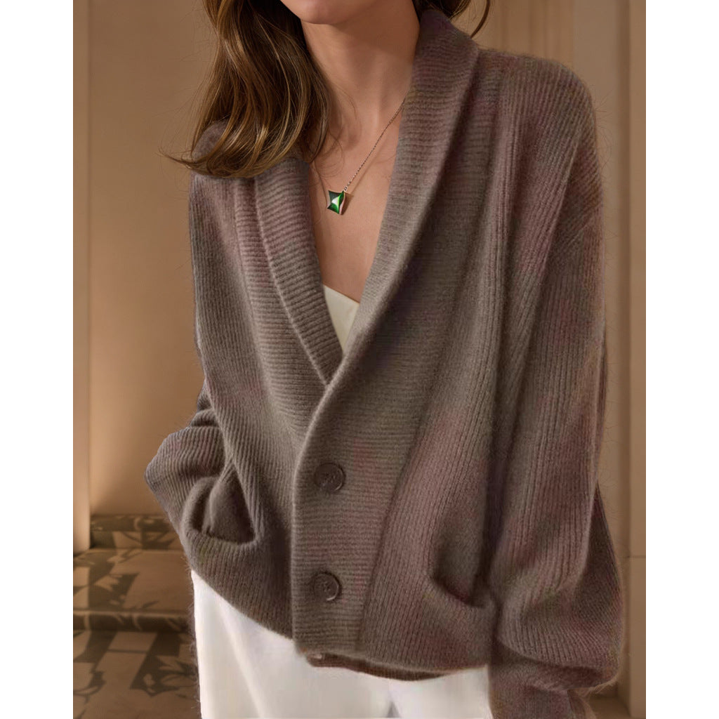 Retro Knit Cardigan – Long Sleeve Minimalist Layer