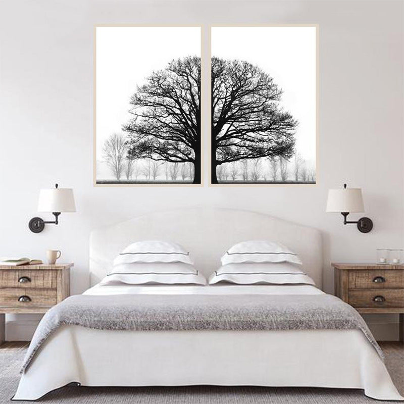 Black And White Winter Trees Modern Sofa Background Wall Decorative