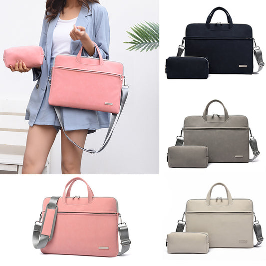 PU Leather Women Laptop Bag Notebook Carrying 13.3 14 15.6 Inch Men Handbags Shoulder Mouse Bag