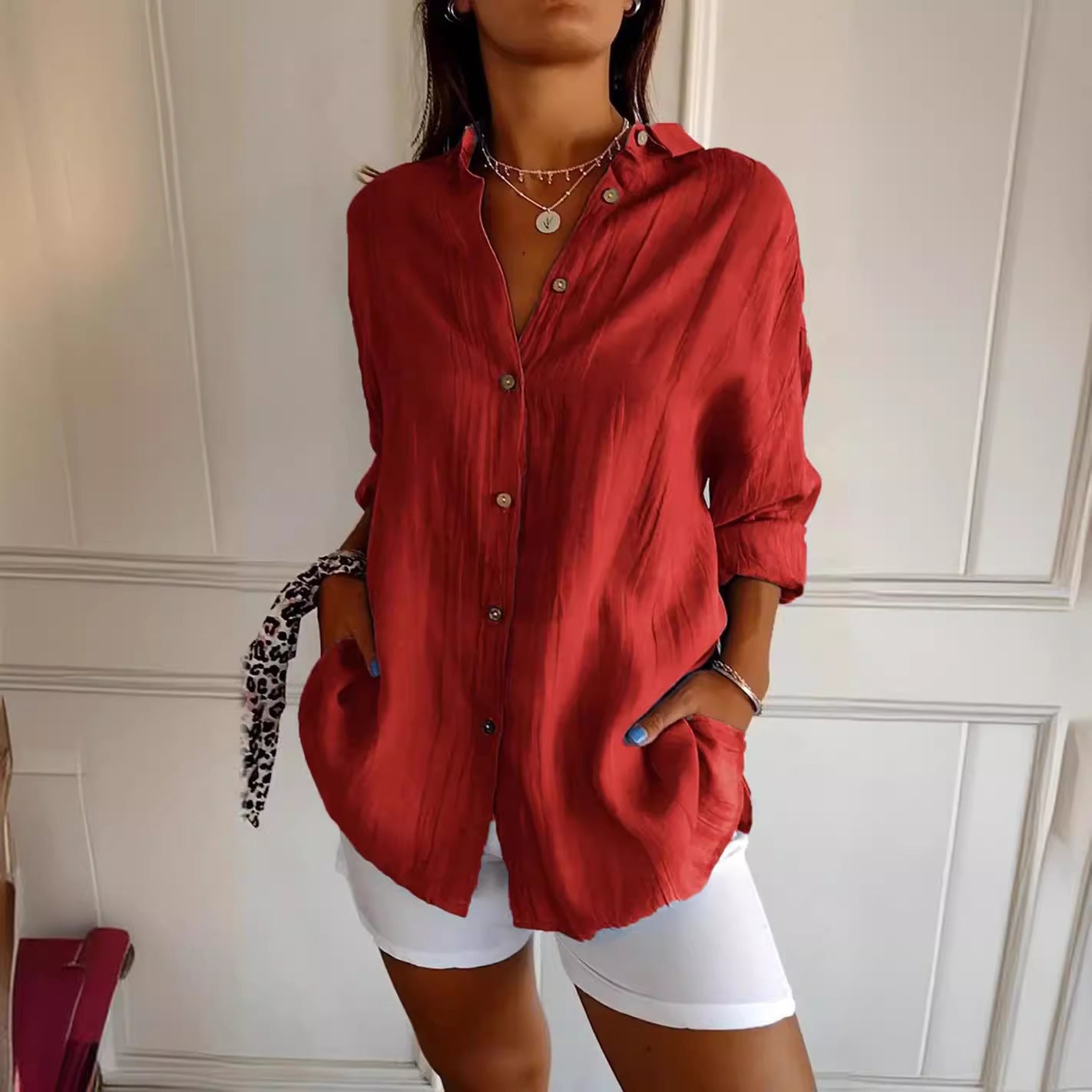 Pleated Lapel Shirt – Single-Breasted Minimalist Fit
