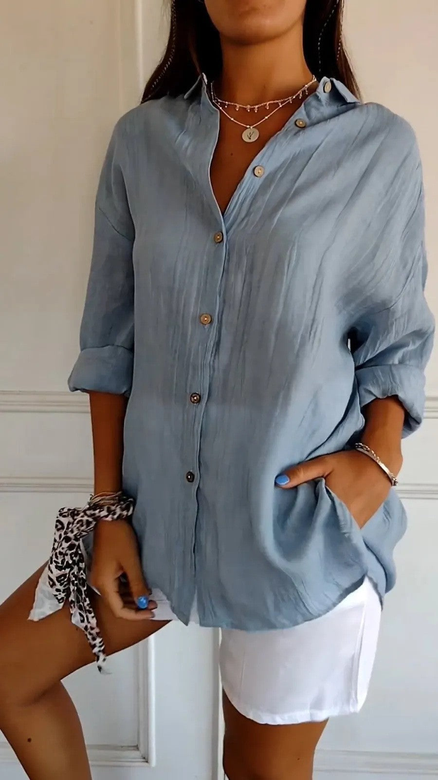 Pleated Lapel Shirt – Single-Breasted Minimalist Fit