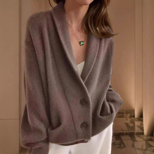 Retro Knit Cardigan – Long Sleeve Minimalist Layer