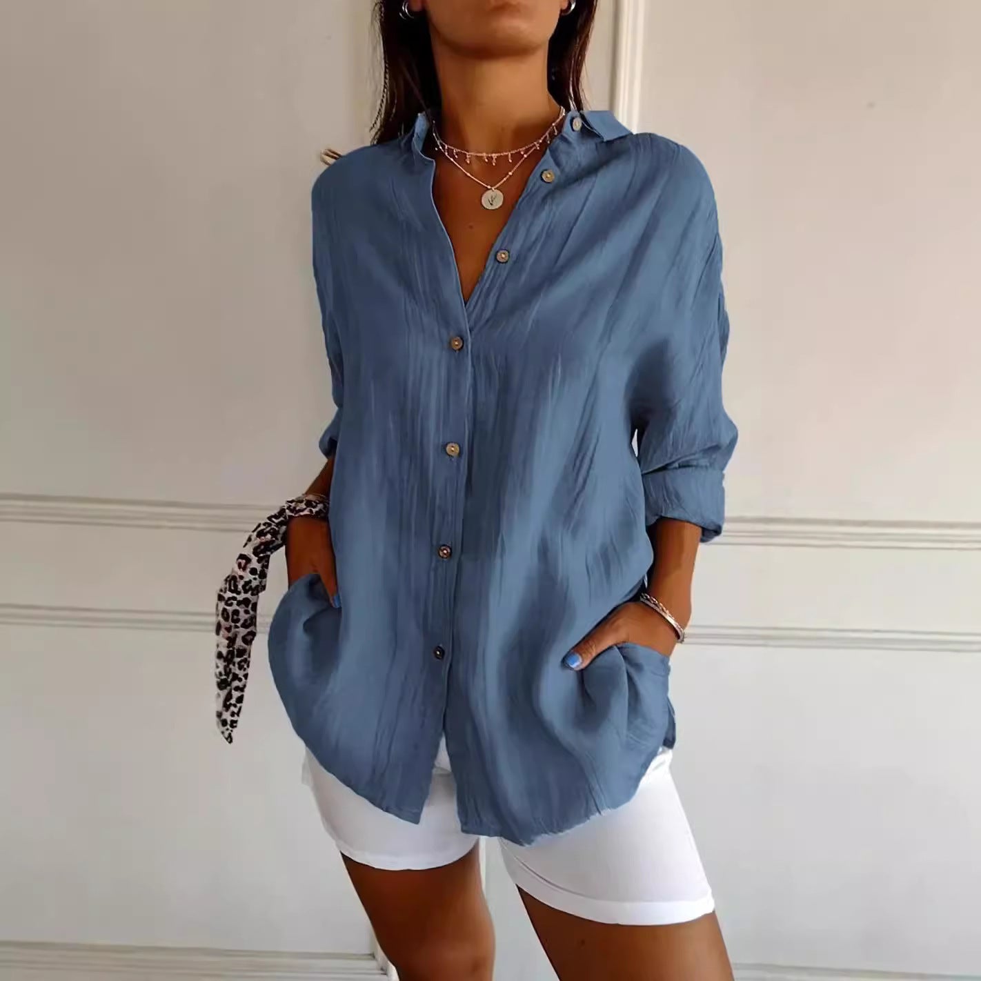 Pleated Lapel Shirt – Single-Breasted Minimalist Fit