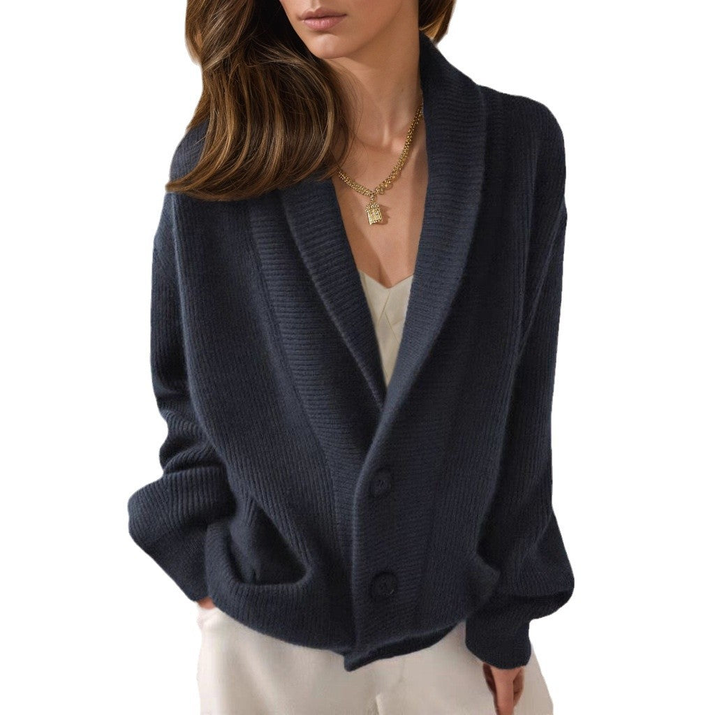 Retro Knit Cardigan – Long Sleeve Minimalist Layer