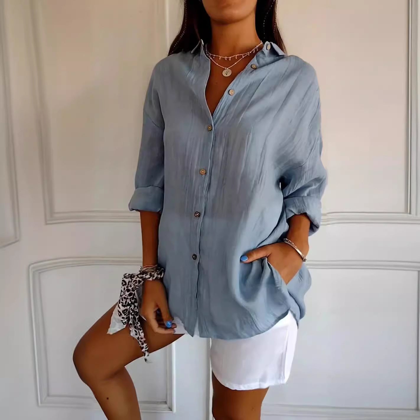 Pleated Lapel Shirt – Single-Breasted Minimalist Fit